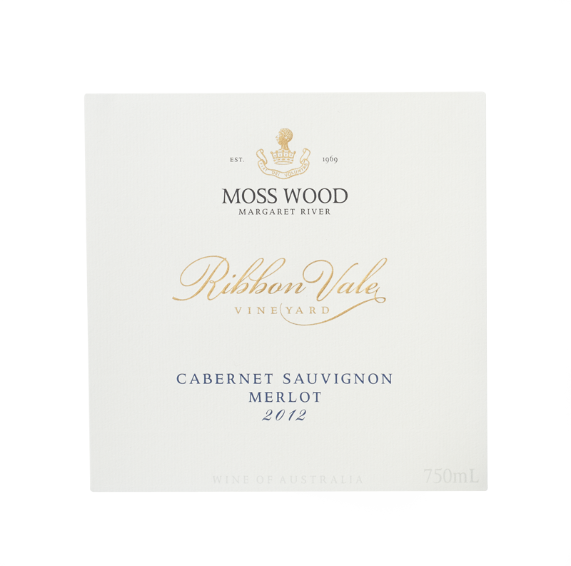 2012 Moss Wood Ribbon Vale Vineyard Cabernet Merlot Label