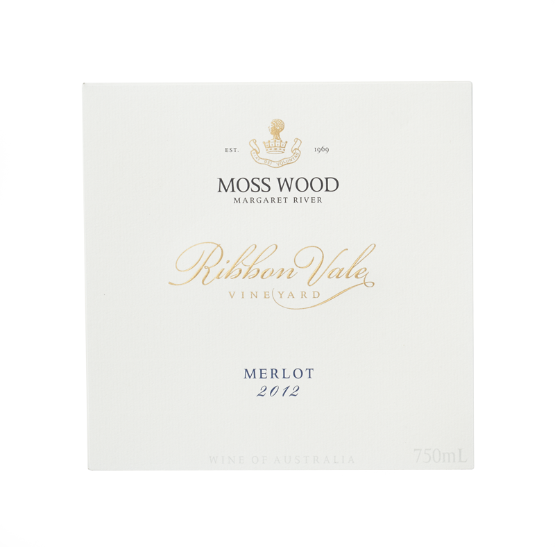 2012 Moss Wood Ribbon Vale Vineyard Merlot Label