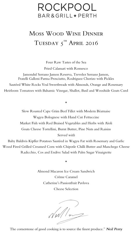 Rockpool Perth Dinner 5th April, 2016