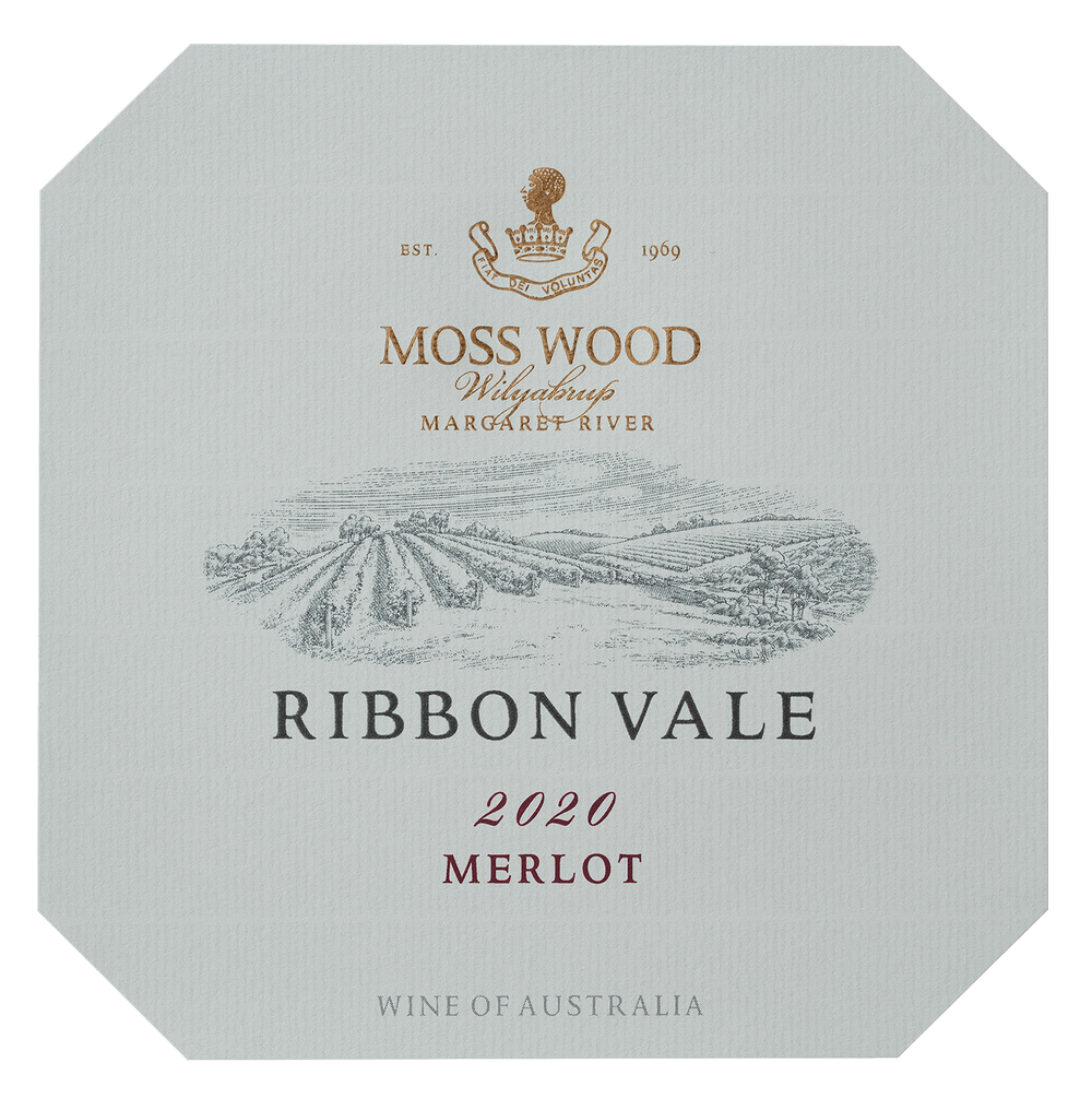 20220811_MOSS-WOOD_White-Background-Deep-Etched_Label_RV-Merlot-resized MOSS WOOD Label Ribbon Vale Merlot 2020