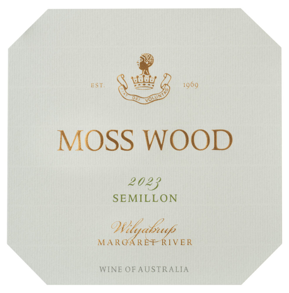 Moss Wood Semillon 2023 Label in close up.
