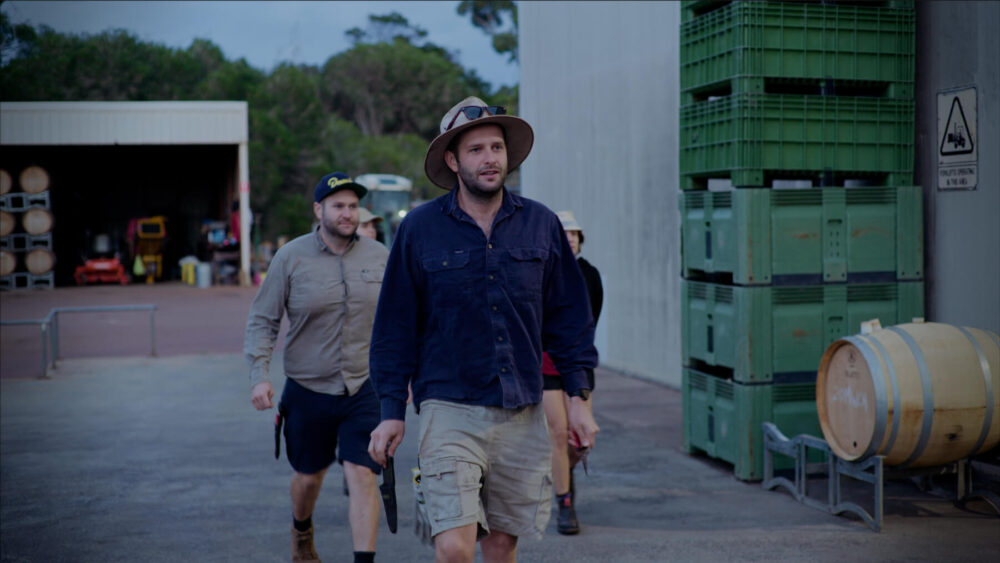 Moss Wood winery workers walking on site