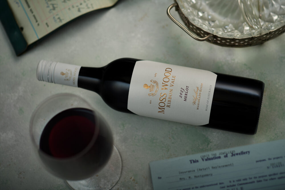 Moss Wood Ribbon Vale 2023 Merlot Creative Image